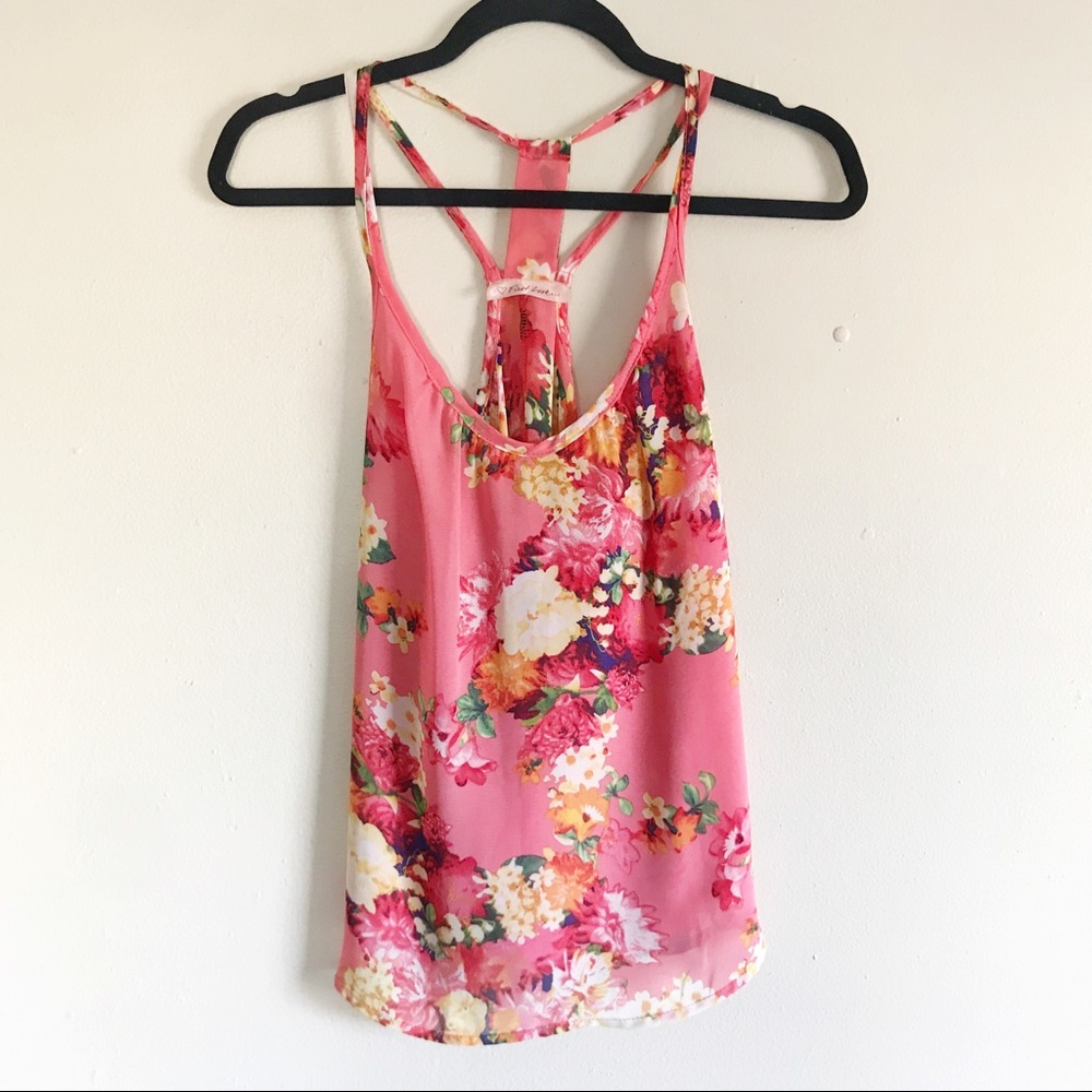4/$25 First Look Medium Pink Floral Tank Top